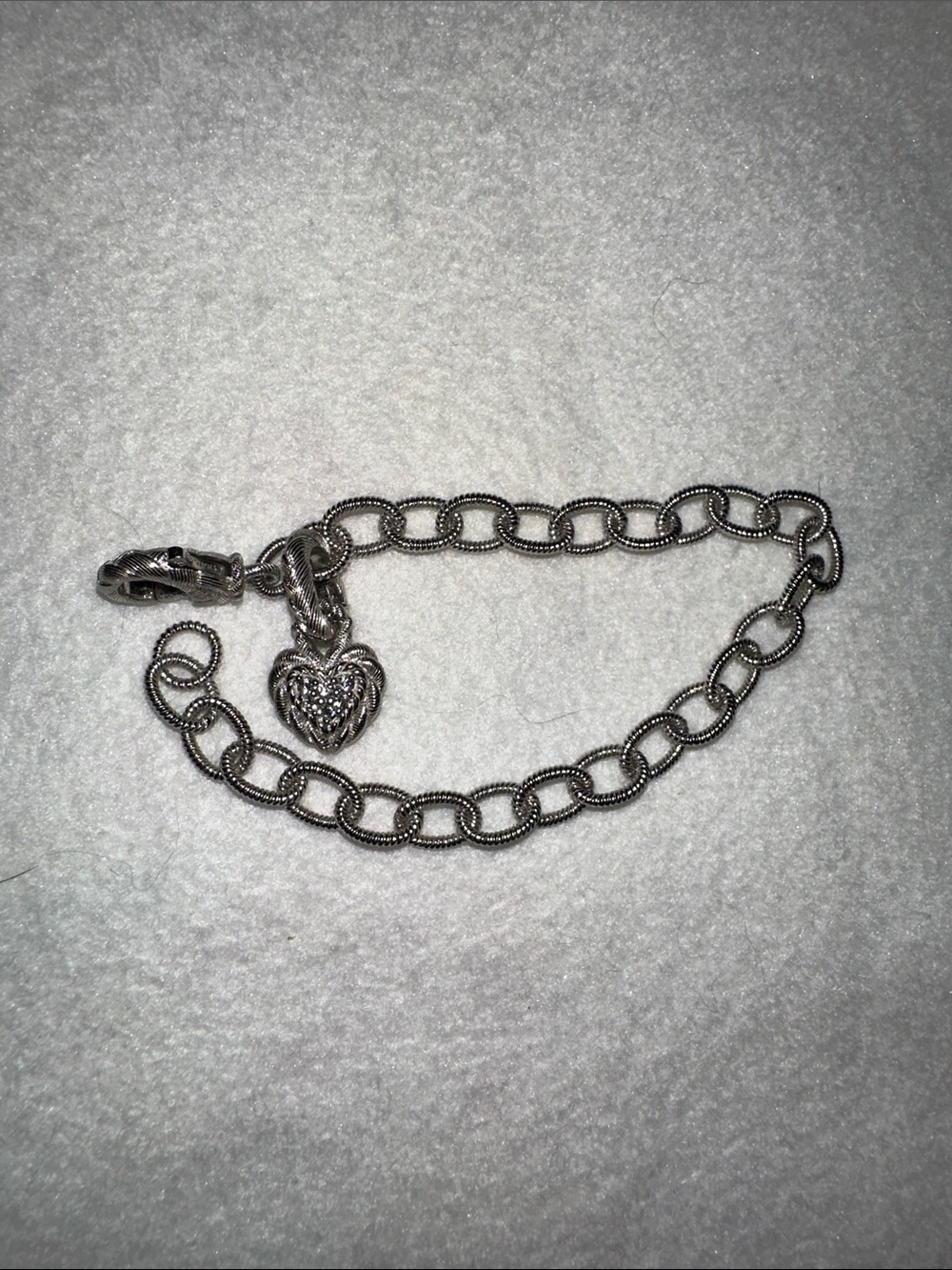 Judith Ripka Infinite Love Heart Charm Braclet 7.5”